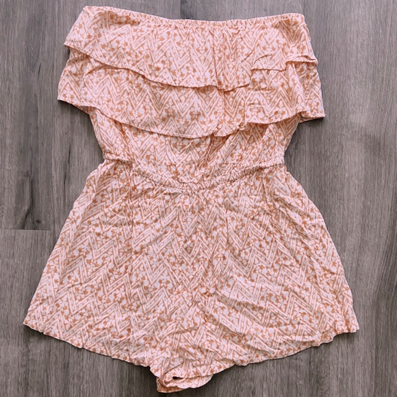 Urban Outfitters Orange & White Pins & Needles Ruffle Romper - Picture 1 of 3